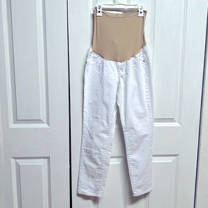 A Pea in the Pod White Denim 3 Pocket Crop Maternity Jeans Size 10